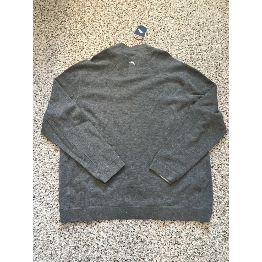 NEW Tommy Bahama Sweater 1/2 Zip Reversible Barrier Beach Gray Sz XXL %100 Cotto